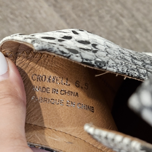 Jeffrey Campbell Cromwell Black White Snakeskin Western Leather Ankle Bootie - Picture 8 of 12